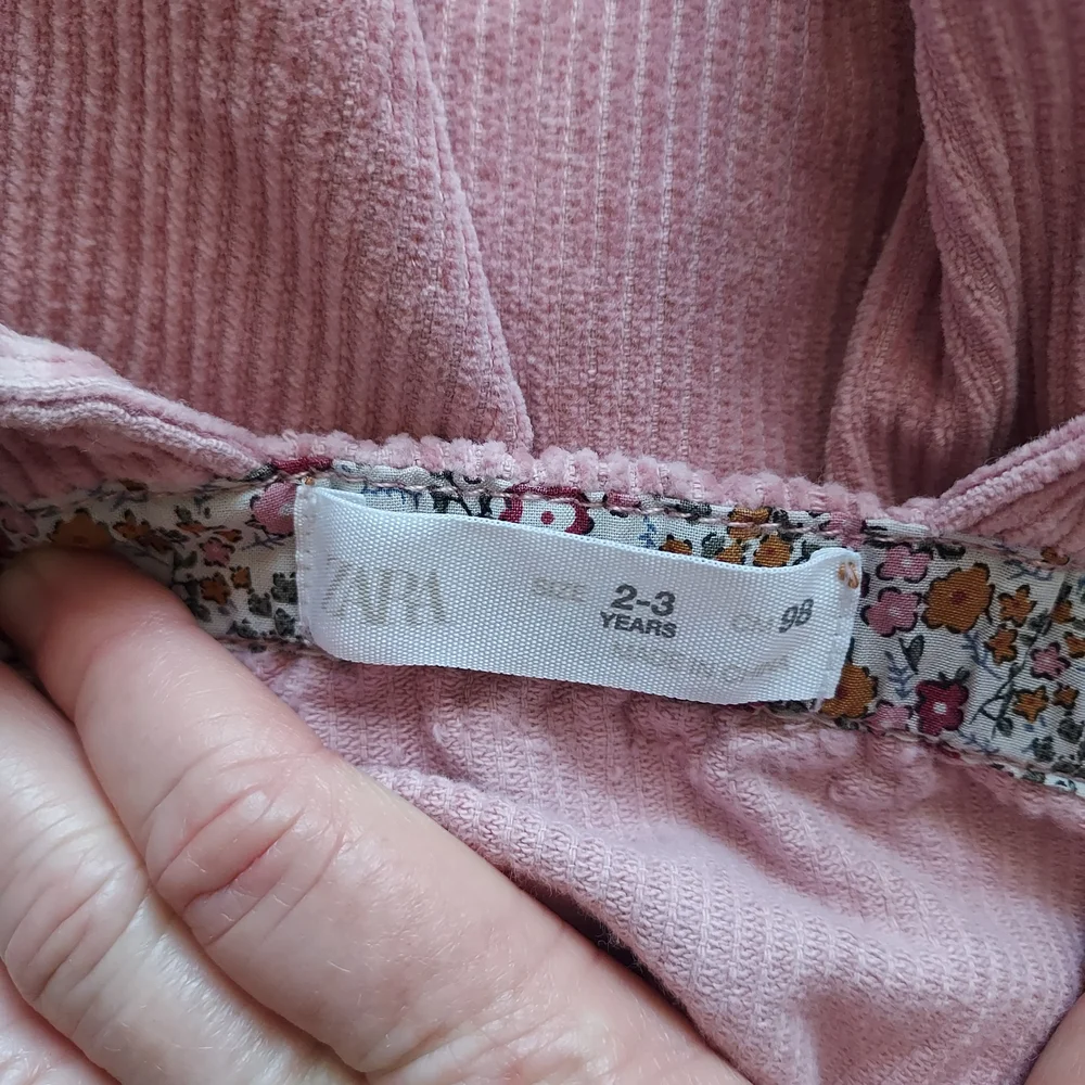 Zara Mauve Pink Corduroy Pinafore Dress with Floral Trim Summer Coquette Girl